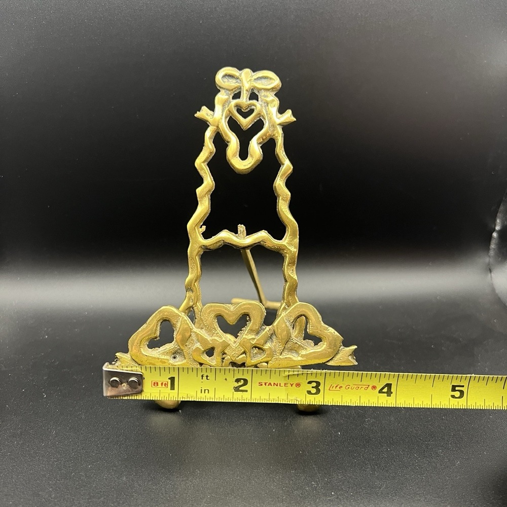 VTG Brass Victorian Ornate Heart Picture Display Easel Stand 6" H x 3.5" W - Picture 7 of 7